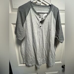 American Eagle Outfitters Two-Tone Gray Henley Tee